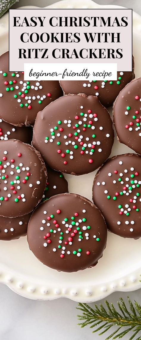 Image for Easy Christmas Cookies with Ritz Crackers Ritz Cracker Chocolate Covered, Rollo Ritz Crackers, Christmas Cookies Ritz Crackers, Ritz Crackers Christmas Cookies, Christmas Ritz Crackers, Ritz Bits Recipes, Nutter Butter Christmas Cookies, Ritz Cracker Christmas Treats, Ritz Cracker Christmas Cookies