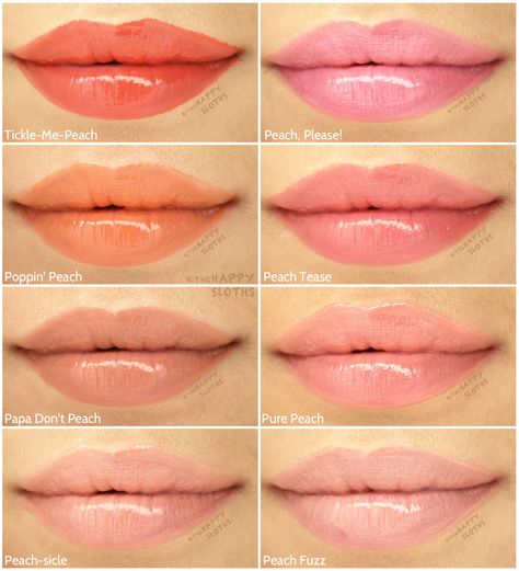 Too Faced Sweet Peach Creamy Peach Oil Lip Gloss: Review and Swatches Peach Lip Color, Peach Lip Combo, Apricot Makeup, Light Peach Lipstick, Peach Color Lipstick, Peachy Lips, Lip Gloss Swatches, Peach Lip Gloss Aesthetic, Lip Gloss Review