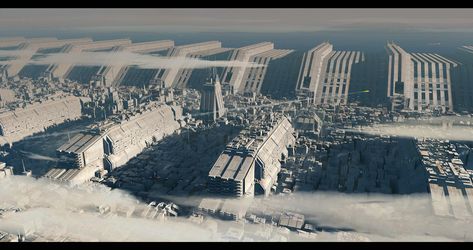 Cities of Star Wars Layered Architecture, Sci Fi Building, Sci Fi Landscape, Sci Fi City, Coastal City, Sci Fi Environment, Coastal Cities, Mombasa, Fantasy Places