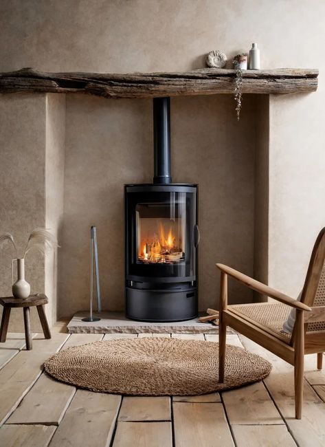 Modern Woodburner, Contemporary Wood Burning Stoves, Modern Wood Burning Stoves, Modern Stoves, Autumn Living Room, Organic Modern Living Room, Freestanding Stove, Boiler Stoves, Log Burning Stoves