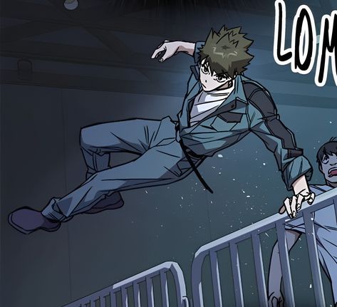 Study Group | Webtoon Manga Running Pose, Jumping Over Fence Pose Reference, Anime Action Scene, Jumping Over Fence, Study Group Webtoon, Storm Comic, Running Drawing, Running Pose, Warrior Concept Art