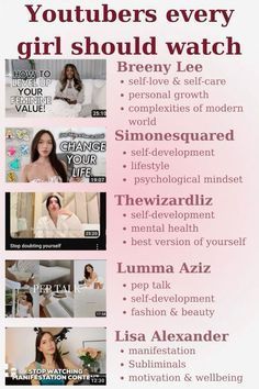 Youtubers To Watch, Female Youtubers, Tam Kaur, The Wizard Liz, Self Care Bullet Journal, Style Tattoo, Self Confidence Tips, Get My Life Together, Confidence Tips