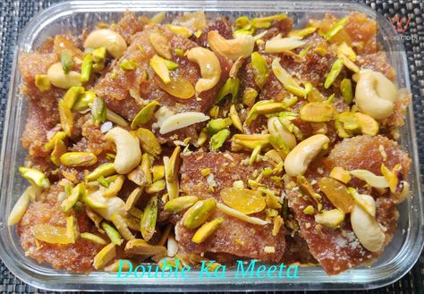 The Hyderabadi Double Ka Meetha is a traditional Hyderabadi dessert prepared with bread.This Indian version of bread pudding showcases the deliciousness of bread when it absorbs the richness of milk and cream and is flavored with dry fruits. Double Ka Meetha, Indian Dessert Recipes, Dry Fruits, Indian Desserts, Desserts Recipes, Bread Pudding, Dried Fruit, Dessert Recipes, Milk