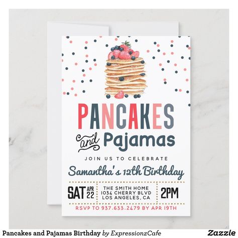 Kids Birthday Party Activities, Birthday Pancakes, Pajama Birthday Parties, Birthday Breakfast Party, Pancake Party, Bday Party Invitations, Pancakes And Pajamas, Fundraiser Flyer, Breakfast Party