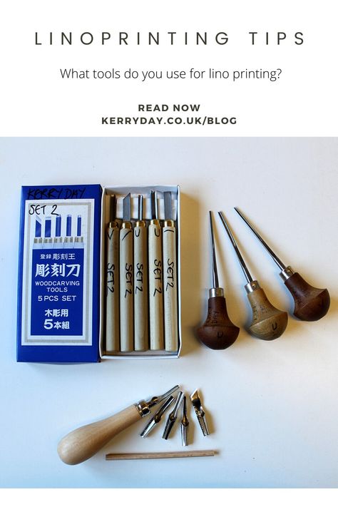 3 sets of lino Printing tools. A box of pencil shaped tools, mushroom shaped tools and detachable blades tools Linocut Tools, Woodcut Printing, Plastic Alternatives, Lino Printing, Lino Art, Linseed Oil, Carving Tools, Art Tools, Lino Print