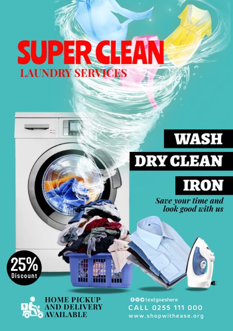 Cleaning Service Flyer Design, Laundry Service Business, Service Flyer Design, Business Cleaning Services, Laundromat Business, Dry Cleaning Business, Laundry Logo, Cleaning Flyers, Cleaning Service Flyer