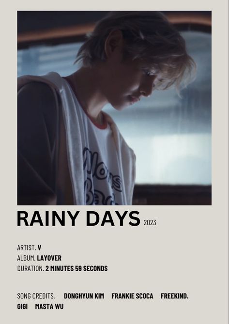 rainy days by v minimalist poster Minimalist Poster Music, Kpop Minimalist Poster, Rainy Day Songs, Song Cards, Songs Aesthetic, Printable Things, Custom Ipad, Minimalist Posters, Iphone Homescreen Wallpaper