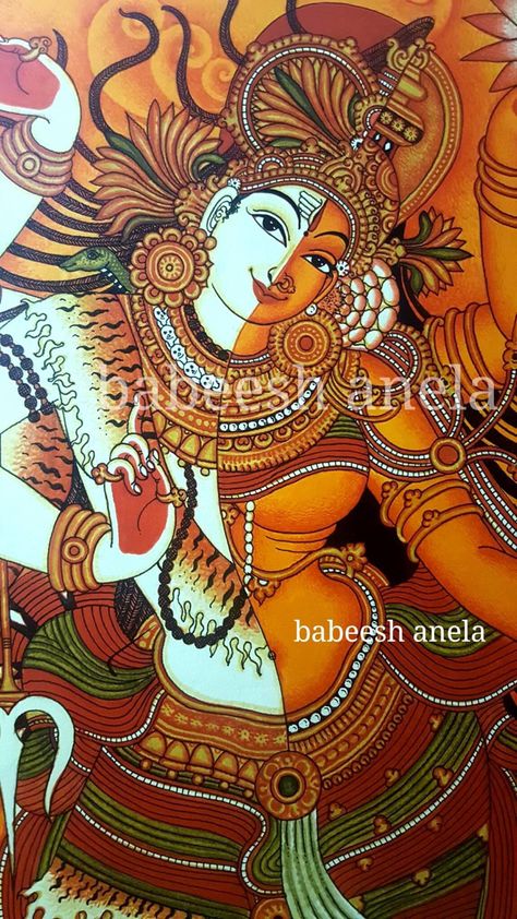 Arthanareeswarar Painting, Ardhnareshwar Drawing, Shiva Mural Painting, Ardhanarishvara Paintings, Ardhnarishwar Sketch, Ardhnarishwar Painting, Kerala Mural Painting On Canvas, Kerla Murals, Mural Art Design