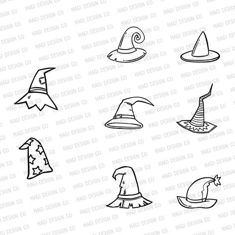 Drawing Witch Hat, Simple Witch Hat Drawing, Tiny Witch Hat Tattoo, Witch Hat Sketch, Wizard Hat Drawing Reference, How To Draw A Witch Hat, Which Hat Drawing, Wizard Hat Tattoo, Witch Hat Drawing Reference