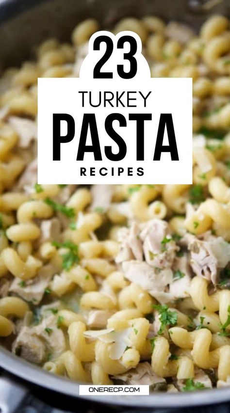 Discover 23 turkey pasta recipes that combine the rich flavors of turkey with a variety of pasta dishes. From creamy Alfredo to tangy marinara, these recipes offer delicious and comforting meals perfect for any night of the week. Turkey Mushroom Pasta, Pasta With Turkey Meat, Leftover Turkey Spaghetti, Turkey Alfredo Pasta, Creamy Turkey Pasta, Turkey Pasta Recipes, Turkey And Noodles, Turkey Alfredo, Turkey Pasta Bake