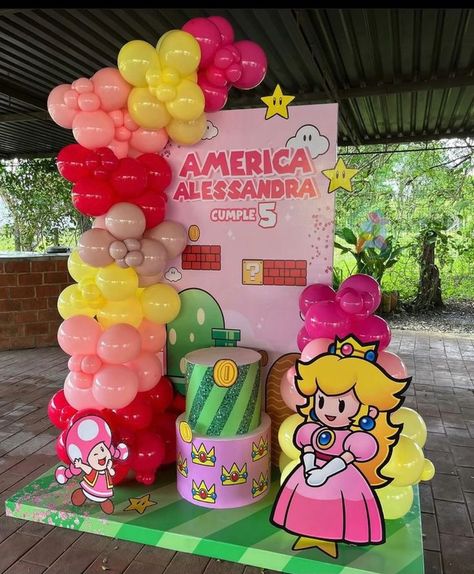 Mario Girl, Peach Mario Bros, Princess Peach Party, Candy Theme Birthday Party, Peach Mario, Super Mario Birthday Party, Peach Party, Mario Birthday Party, Super Mario Birthday