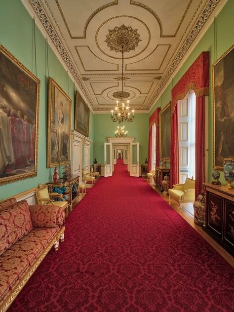 Principal Corridor Lime Green Walls, Royal Room, Buckingham Palace London, London Residence, Palace Interior, Royal Residence, The Royal Collection, Kensington Palace, Grand Homes