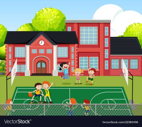 Playing Sports Drawing, School Playground Drawing, People Playing Basketball Drawings, Cartoon Playing Basketball, Kids Playing Sports, Diy Crafts For Kids Easy, Online Classes, Diy Crafts For Kids, Art Drawings Simple