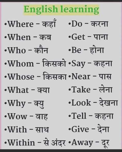 How To Study Hindi, Learn Hindi Through English, Hindi Vocabulary, Hindi Learning, Basic English Grammar Book, Daily Use Words, English Phrases Sentences, English Word Book, Hindi Language Learning