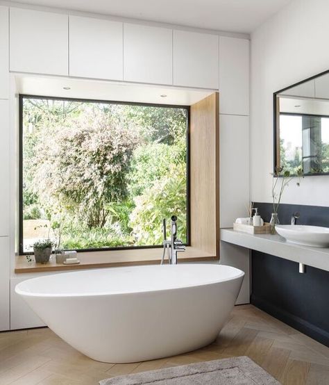 Tub with a view? Don't mind if I do! The 'Mozzano' is a beautifully crafted, rimless freestanding Bath with confident curves and ergonomic design. Who else can picture themselves relaxing in this gorgeous tub? 🛀🛀#Domayne #Bathtub @victoria_albert_baths @luxebydesignau Modern Zen Bathroom, Zen Bathroom, Minimal Interior Design, Bath Uk, Freestanding Bath, Minimalism Interior, Luxury Bath, Free Standing Bath, Bath Tub