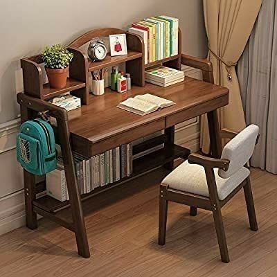 Desk With Bookshelf, Wooden Study Table, Desk Student, Study Table Designs, Table Computer, Study Room Design, Interior Design Per La Casa, Bookshelf Desk, Study Room Decor