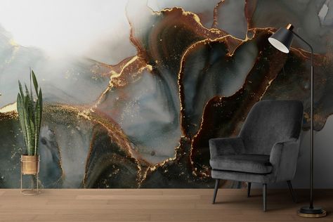 Modern Marble Wallpaper Dark Gold Luxury Peel and Stick - Etsy Canada Marble Black Wallpaper, Brown Abstract Art, Marble Wall Mural, Brown Wall, Brown Marble, Wall Mural Wallpaper, Brown Wall Art, Marble Wallpaper, Removable Wall Murals