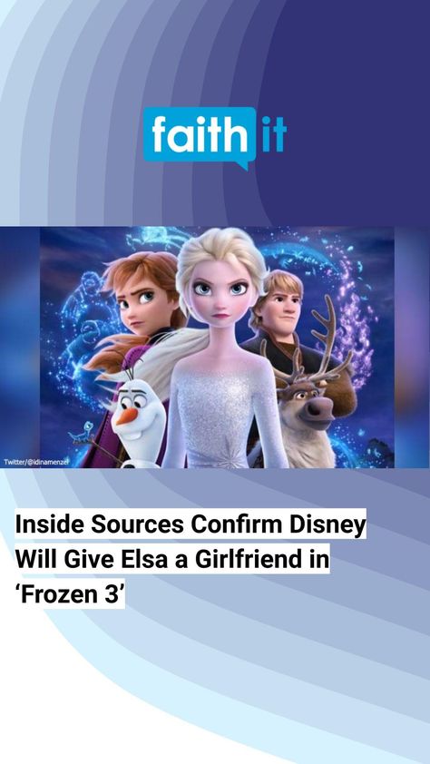 Inside sources have claimed that producers will give Elsa a girlfriend in the movie's third installment. According to We Got This Covered, the studio is waiting until Frozen 3 because the sequel may be too soon. #frozen #frozen3 #frozen3 #elsa #gay #homosexuality #girlfriend #disney Elsa Girlfriend, Elsa Quotes, Frozen 3, Mom Poems, Moms Goals, Wife Humor, Parenting Articles, Mom Memes, Gay Marriage