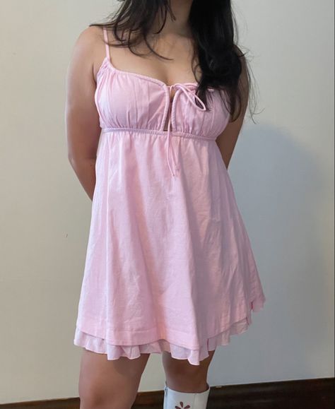 Dress from Princess Polly, soft core, pink, babydoll dress Light Pink Babydoll Dress, Pink Babydoll Dress Aesthetic, Babydoll Dress Coquette, Pink Lace Babydoll Dress, Pink Baby Doll Nightgown, Little Pink Dress, Virtual Closet, Princess Polly, Babydoll Dress