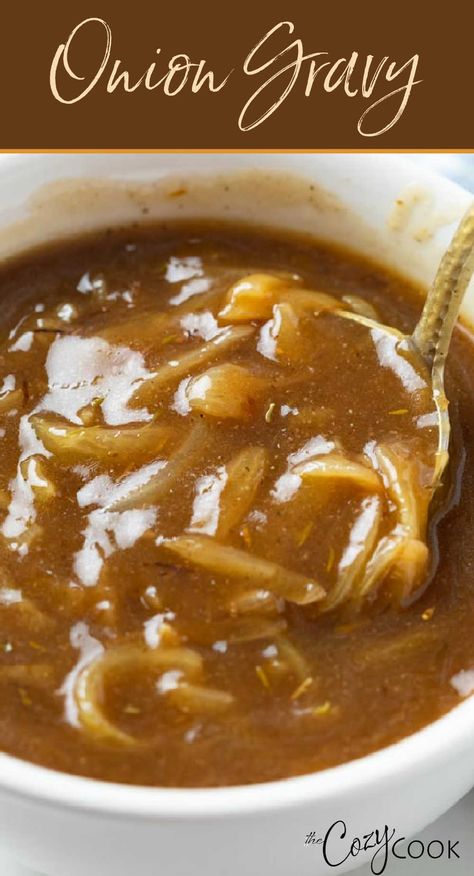 onion gravy in a white bowl Brown Onion Gravy, Brown Gravy Recipe Easy, Gravy Homemade, Onion Gravy Recipe, Homemade Brown Gravy, Hamburger Sauce, Brown Gravy Recipe, Homemade Gravy Recipe, Hamburger Gravy