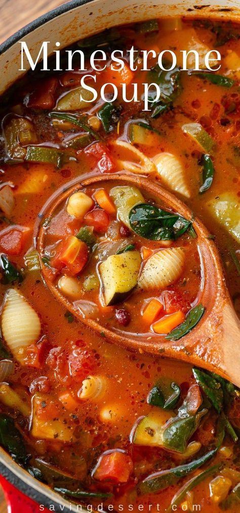 #Asian-InspiredSoupBowls Ministroni Soup Recipe, Hearty Vegetarian Soup, Sopa Minestrone, Hearty Soup Recipes, Homemade Soups, Minestrone Soup Recipe, Italian Soup, Minestrone Soup, Veggie Soup