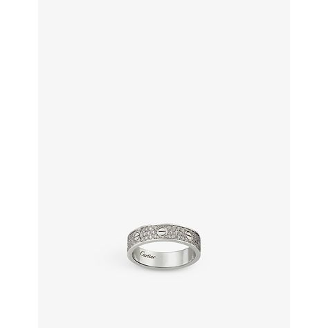 Find CARTIER Love 18ct And 88 Diamond-paved Wedding Ring 53mm on Editorialist. Cartier 18ct white gold and 0.31ct diamond-paved wedding ring100% 18-carat white goldSlips on88 diamondsThick band, polished finish, brand-engraved, screw detail Carat weight: 0.31ctCarat cut: round brilliantCarat clarity: FL - VS2Carat colour: D - HPlease refer to the brand's care instructionsCartier prides itself on providing excellent customer service. This includes contacting customers to offer after-sales care an Pave Diamond Ring, Cartier Love, Pave Diamonds, Cartier, Wedding Ring, Diamond Ring, Customer Service, Wedding Rings, White Gold