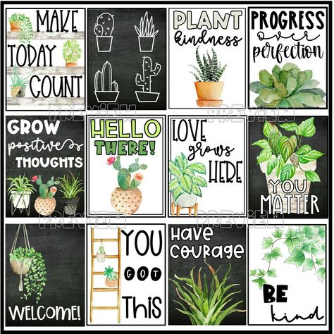 Plant Classroom Decor Bundle Succulent Classroom Decor, Plant Themed Classroom, Plant Classroom Decor, Succulent Classroom, Plant Classroom, Garden Theme Classroom, Office Decor Themes, College Advisor, Plant Quotes