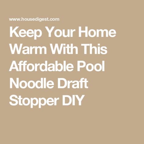 Keep Your Home Warm With This Affordable Pool Noodle Draft Stopper DIY Draft Stopper Diy, Affordable Pool, Door Draught Stopper, Door Draft, Pool Noodle, Draft Stopper, Pool Noodles, Diy Door, Save Energy