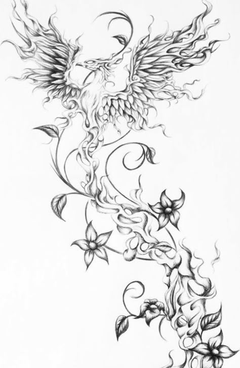 Red Phenix Tattoo, Phenix Tattoo For Women Back, Phoenix Spine Tattoos For Women, Phoenix Spine Tattoo, Best Flower Tattoos, Tato Phoenix, Phoenix Tattoo Feminine, Minimal Tattoo Ideas, Phoenix Bird Tattoos