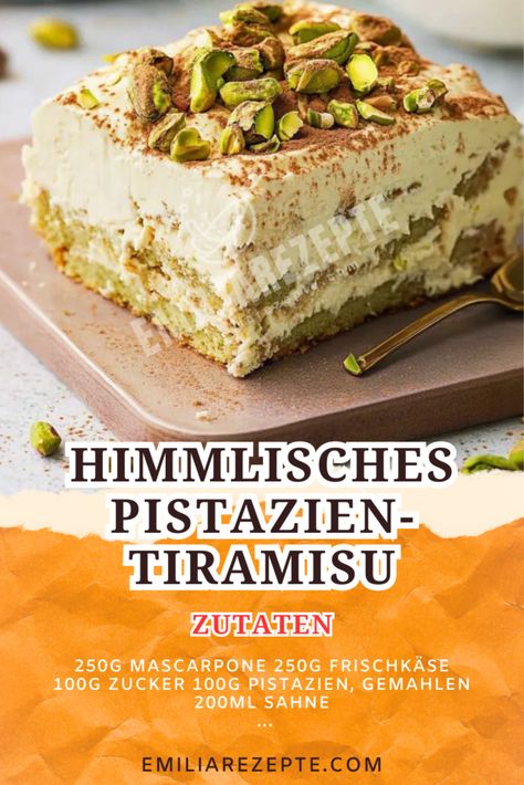 Himmlisches Pistazien-Tiramisu: Eines der besten Kuchen Rezepte f�ür Dessert-Liebhaber Winter Dessert, Grooming Tips, Sweets Desserts, Tasty Dishes, Sweet Recipes, Mousse, Philadelphia, Food And Drink, Ice Cream