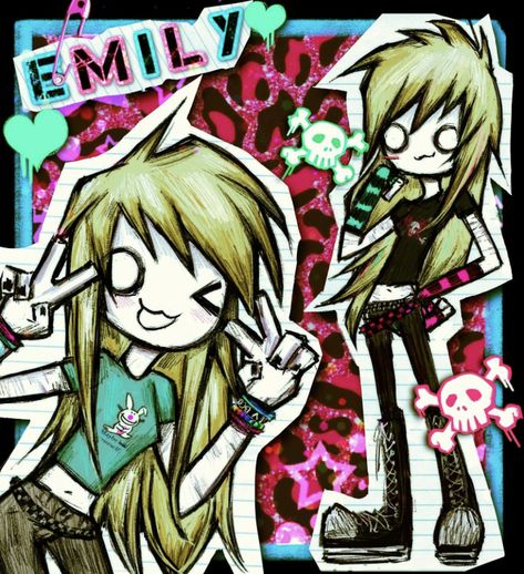 by lulviu on instagram Cute Art Styles On Paper, Emo Drawing Base, Scenemo Art Style, Early 2000s Emo Art Style, Scene Girl Pfp Drawing, Emo Scene Art Style, Scene Art Reference, Scene Character Art, Old Emo Art