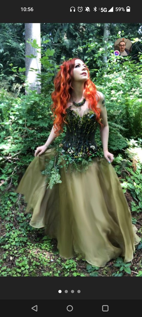 Woodland Fairy Cosplay, Nature Dress Forests, Enchanted Forest Outfit, Forest Nymph Costume, Enchanted Forest Gown, Moss Butterfly, Elven Dresses, Fairycore Wedding, Forest Fairy Costume