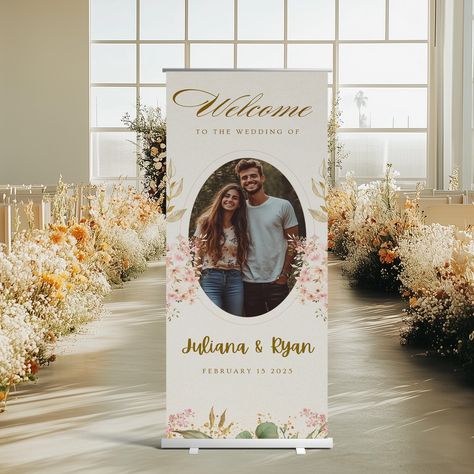 Custom Retractable Banner for Wedding – Personalized Photo Welcome Sign, Entrance Decor, Reception Backdrop, and Bridal Shower Display by Warpathic on Etsy Bridal Shower Display, Wedding Entrance Sign, Reception Backdrop, Banner Size, Retractable Banner, Wedding Personalized, Wedding Entrance, Wedding Banner, Banner Sizes