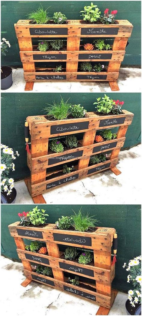 60 DIY Wood Pallet Upcycling Projects Pallet Garden Ideas Diy, Pallet Upcycling, Diy Pallet Decoration, Pallet Planters, Taman Diy, Z Palette, Pallet Projects Garden, Pallets Diy, Apartment Vibes