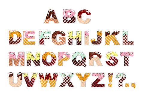 Ice Cream Font Alphabet, Ice Cream Letters, Design For Notes, Ice Cream Alphabet, Ice Cream Font, Milk Drawing, Chocolate Font, Cool Font, Ice Cream Social