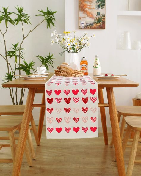 PRICES MAY VARY. 96% Polyester, 4% Cotton 【Bright Colors Designs】 Showcasing a sweet design, this valentine table runner will add a dash of romance to any event. Perfect for valentines day, daily use, holiday, catering, special occasions, family gatherings, and more. 【Decoration & Protection】 The valentines day decorations for the home is sturdy sewing, soft and durable, protecting your table's surface from hot pans, scratches, and spills. Perfect indoor and outdoor decorations. 【Easy Care & Was Valentines Day Table Runner, Heart Table Runner, Valentines Day Table, Romantic Table Decor, Valentine Table Runner, Heart Table, Valentine Table Decorations, Valentines Day Decor, Marriage Proposals