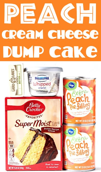 Peach Dump Cake Recipes - Easy Cheesecake Cobbler! Get ready to enjoy your favorite combination of peaches and cream in a dump cake! It’s surprisingly easy to make this peach cheesecake cobbler, and trust me… it never fails to please my family and friends! Go grab the recipe and give it a try! Peach Dump Cake With Cream Cheese, Peach Jello Dump Cake, Texas Cobbler Dump Cake, Peach Cheesecake Dump Cake, Peaches And Cream Dump Cake, Easy Peach Cheesecake Recipes, Peach Box Cake Recipes, Apple Dump Cake With Cream Cheese, Cherry Peach Dump Cake