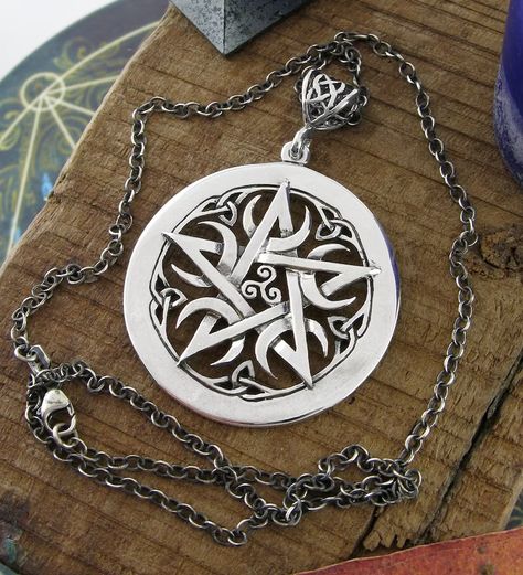 Witch Woman, Pentacle Necklace, Moon Pentacle, Jewelry Wax, Pagan Witch, Celtic Knots, Celtic Design, Celtic Designs, Original Jewelry