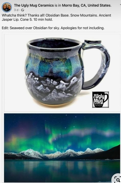 Galaxy Glaze Ceramics, Northern Lights Pottery Glaze, Spectrum Glacier Glaze, Galaxy Pottery Glaze, Coyote Blue Purple Glaze Combinations, Amaco Glazes, Ceramic Bisque, Pottery Cups, How To Make Paint