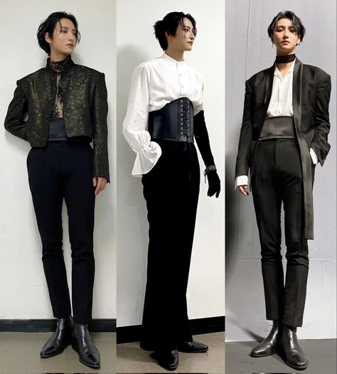 Outfit Ideas Corset, Kpop Concert Outfit Ideas, Seong Hwa, Kpop Concert Outfit, Concert Outfit Ideas, Kpop Concert, Corset Outfit, Park Seonghwa, Men In Black