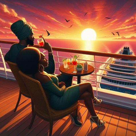 Animated Black Couples, Black Relationships, Sea View Bedroom, Young Marriage, Writer Life, Old Fashioned Love, Woman Artwork, Ocean Backgrounds, Black Woman Artwork