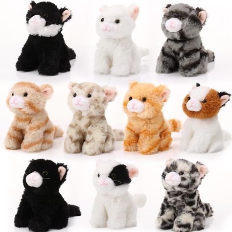 PRICES MAY VARY. Cat Plush Bulk: the package includes 10 pieces of cat stuffed animals in different colors; Sufficient quantity and diverse colors can meet your various needs, and you can also share them with your family and friend Small Size: each plush kitten stuffed animal is approx. 4.72 - 5.5 inch / 12 - 14 cm, which is suitable for people to hold and hug, lightweight, easy to carry, and does not take up too much space Safe and Soft: the stuffed cat toys are made of quality plush fabric, fi Kitten Stuffed Animal, Bunny Birthday Theme, Party Goodie Bags, Funky Purses, Cat Stuffed Animal, Stuffed Cat, Small Stuffed Animals, Exploding Kittens, Bunny Birthday