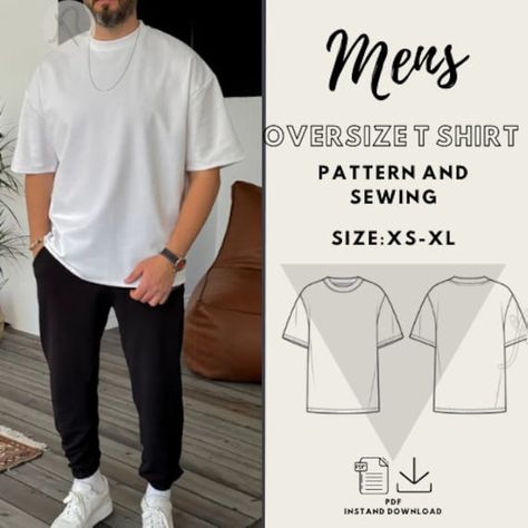 This is a digital file. It is not a physical product. Mens Oversized T-shirt Pdf Pattern- Sewing Step by step/Picture tutorial To you ; XS-XL Skill level - Basic It is an easy model that anyone can apply. Follow the step by step instructions and finish it in 1 hour. Fabric suggestion; Viscose cotton, cotton and polyester blended fabrics have flexibility. Fabric consumption is approximately; It is 1.50 cm. The pattern was worked in A4 format. To combine patterns, just follow the page numbers. Jus Shirt Patterns Men, Men’s Clothes Sewing Patterns, T Shirt Sewing, Oversized Pattern, T Shirt Sewing Pattern, Easy Model, Picture Tutorial, Shirt Sewing Pattern, Pattern Sewing