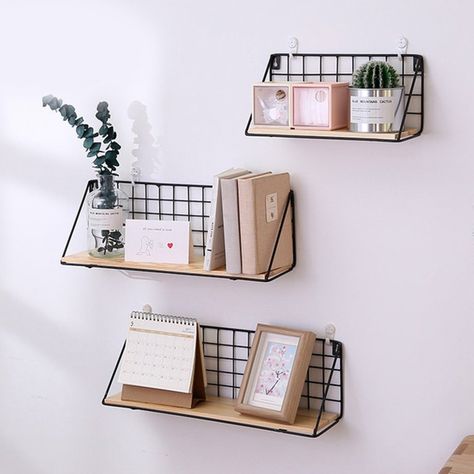 Wall Mount Shelves, Rustic Wall Mounted Floating Shelves For Living Room, Dining Room, Office, Bedrooms - Walmart.com - Walmart.com Reka Bentuk Bilik Tidur, Hiasan Bilik Tidur, Wall Hanging Storage, Wooden Wall Shelves, Dorm Room Inspiration, Redecorate Bedroom, Teen Bedroom Decor, Room Decorations, Living Room Storage