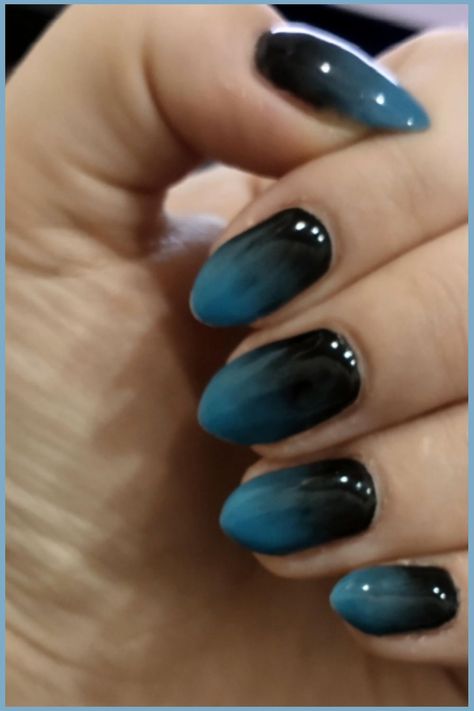 Ombre black nails are a trendy and stylish way to add a touch of sophistication to your nail lookThe gradient effect of ombre nails creates a smooth Gothic Ombre Nails, Black To Blue Ombre Nails, Goth Nails Blue, Black Blue Ombre Nails, Blue And Black Ombre Nails, Black And Blue Ombre Nails, Black And Baby Blue Nails, Coloured Ombre Nails, Baby Blue And Black Nails