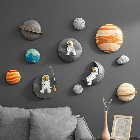 Astronaut Baby Room, Home Decor Background, Outer Space Room, Outer Space Bedroom, Wall Decorations For Living Room, Outer Space Nursery, Decorations For Living Room, Space Themed Room, Space Themed Bedroom