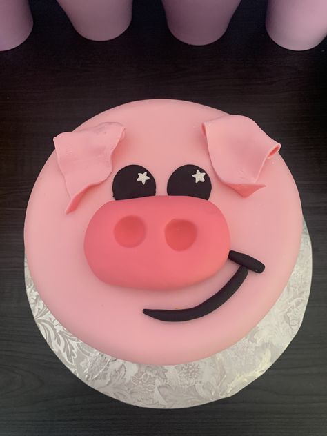 Pink Pig Cake, Pig Cake Design, Pig Cakes, Piggy Cake, Beach Birthday Cake, Pig Birthday Cakes, Single Tier Cake, Pig Cake, 2 Birthday Cake