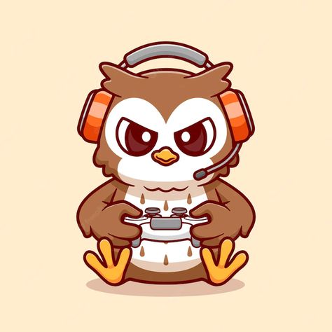 Pp Game, Playing Games Drawing, Cute Owl Drawing, Cat Gaming, Owl Cute, Spirit Signs, Estilo Cartoon, Cartoon Owl, Owl Vector