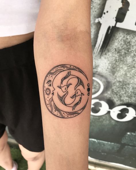 Pisces Moon Tattoo, Pisces Zodiac Sign Tattoo, Pieces Zodiac Tattoo, Zodiac Sign Tattoo, Pieces Zodiac, Pisces Tattoo, Sign Tattoo, Pisces Zodiac Sign, Pisces Tattoos