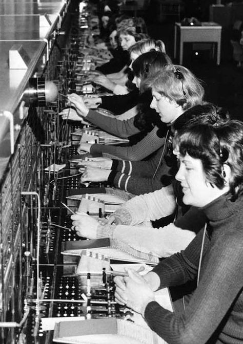 Despite the gradual introduction of subscriber trunk dialling (STD) from 1958 onwards, most long-distance phone calls throughout the 1960s were made via manual GPO telephone exchanges (as here in York). They were staffed by highly trained operators who were civil servants  and subject to the terms of the Official Secrets Act. The job of GPO telephonist was prestigious, and seen as a passport to well-paid employment in public services, commerce and industry. 1800s Technology, Switchboard Operator, Phone Operator, Telephone Operator, Telephone Operator Vintage, 70s Telephone, 60s Telephone, 1960s Telephone, Telephone Exchange